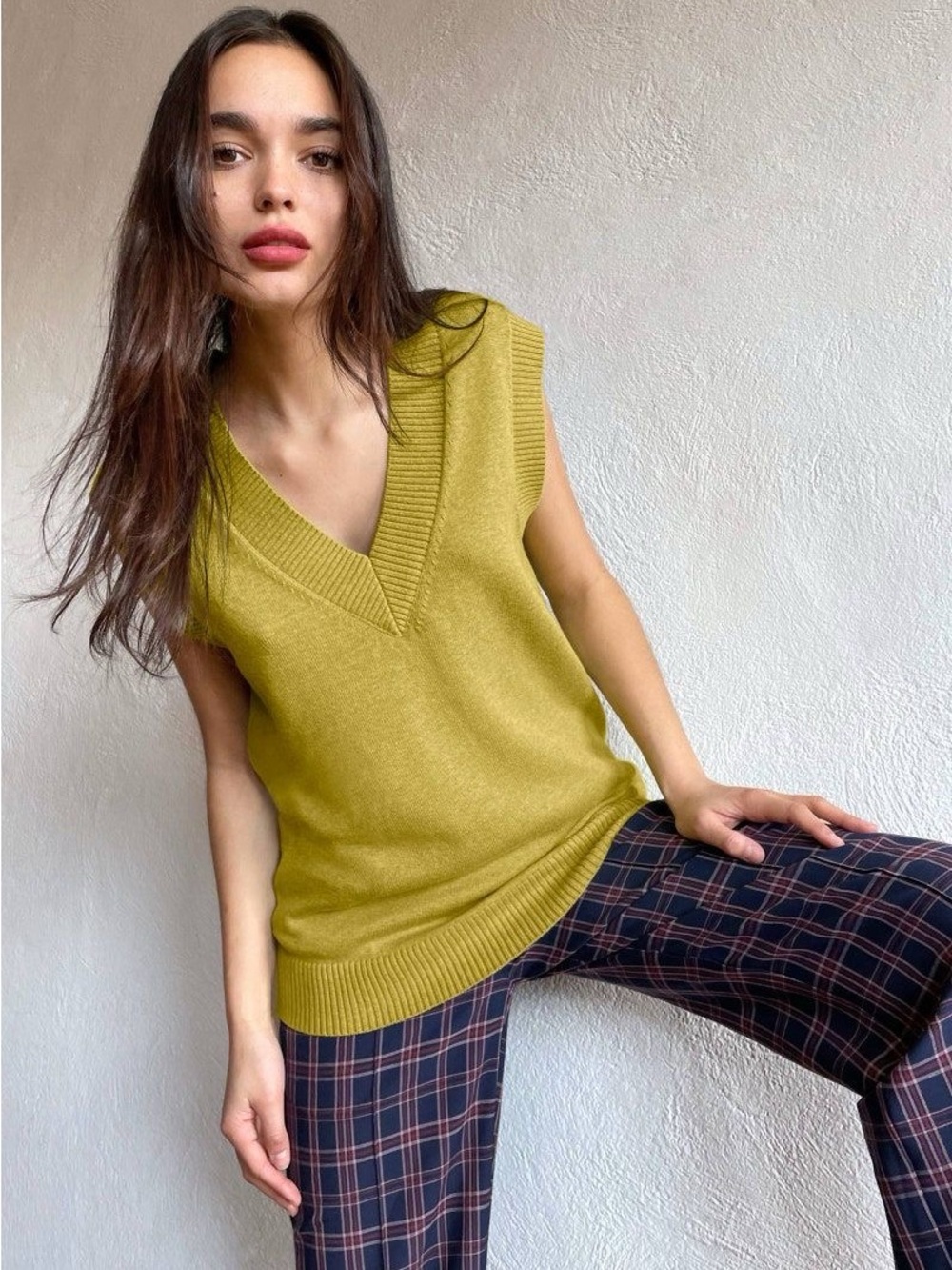 Aritzia Sunday Best Winston Sweater Vest Dark Green Merino Wool / Cotton Size XS